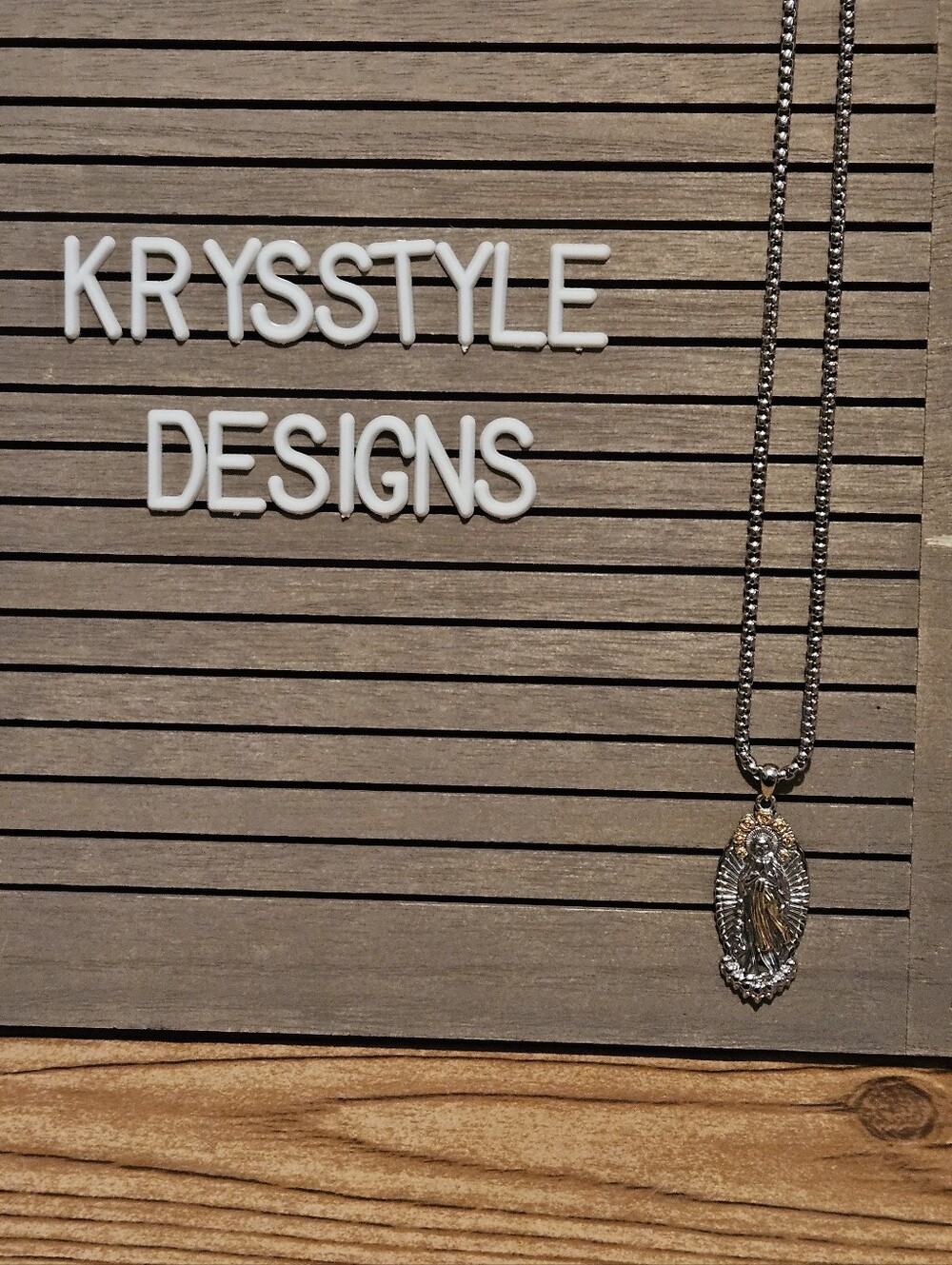 Sterling Virgin Mary Pendant And Chain